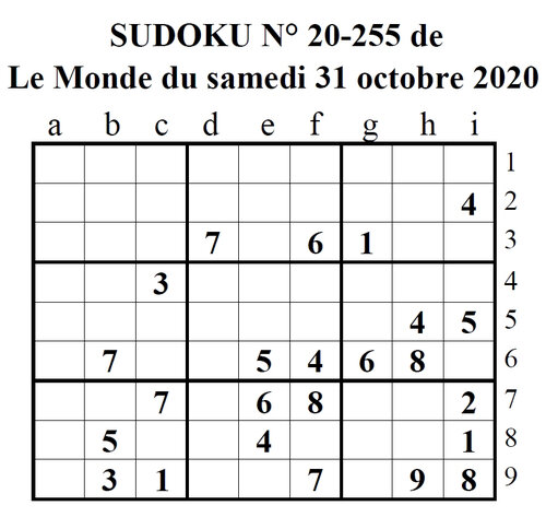 sudoku N° 371 du magazine le Monde Magazine - bruno se lance