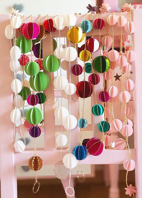 guirlandes de boules en papier vanillejolie