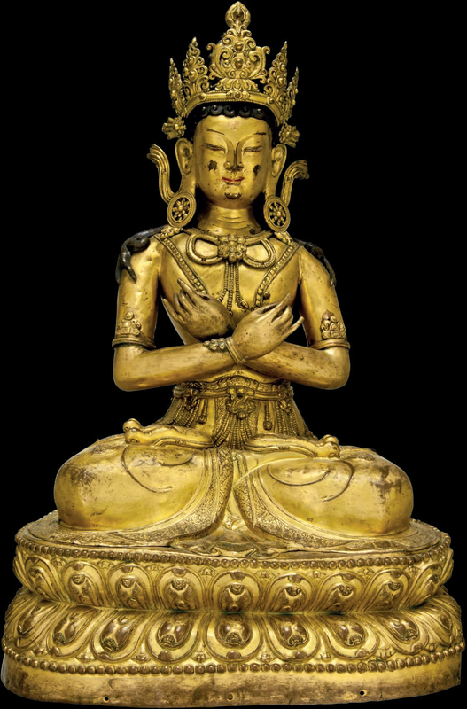 A large gilt-bronze figure of Vairocana, circa 17th century 1