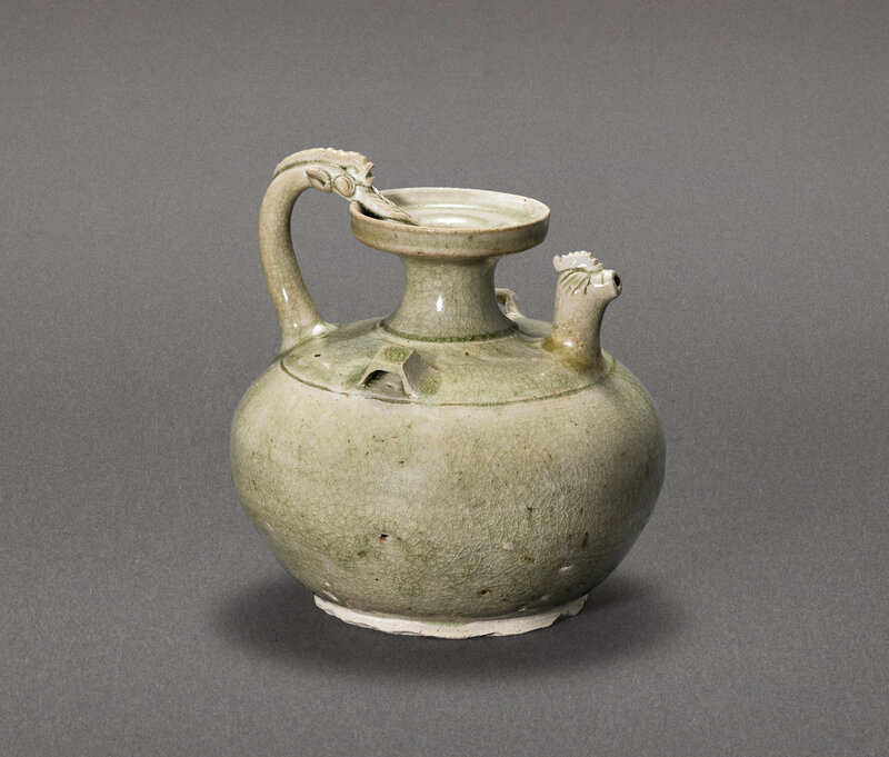 A 'Yue' celadon chicken-head ewer, Jin dynasty (1115-1234)
