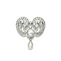 Natural pearl and diamond brooch, early 20th century