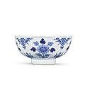 A blue and white 'floral' bowl, mark and period of yongzheng (1723-1735)