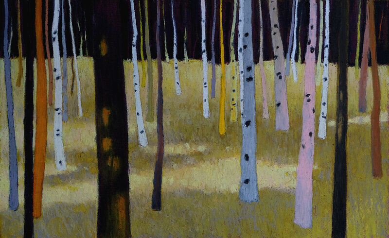 LA DANSE DES ARBRES mars 2018, pastel à l'huile, 48 x 32 cm