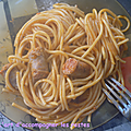 Spaghettis aux saucisses et à la sauce tomate de cyril lignac