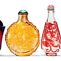 A group of four glass snuff bottles, 19th century