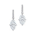Pair of diamond pendent earrings & diamond ring