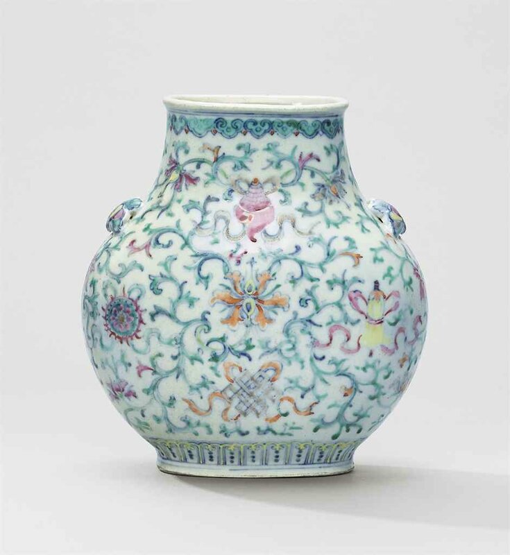 A doucai 'bajixiang' vase, bianhu, Qing dynasty, 18th-19th century