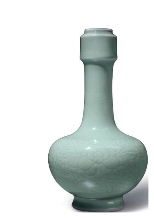 An unusual celadon-glazed bottle vase, China, Qing dynasty, Kangxi period (1662-1722)