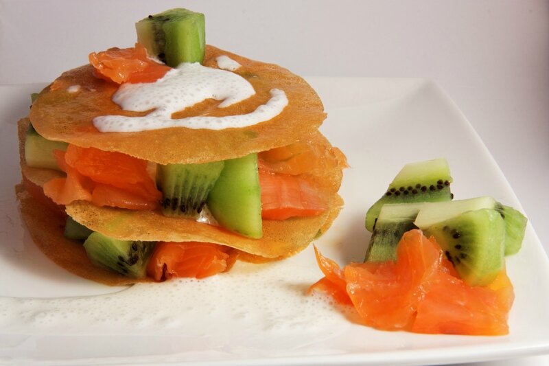 Feuillantines de saumon aux kiwis