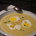 Soupe de maïs oeuf dur et mozarella