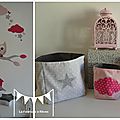 décoration chambre enfant fille nuage hibou chouette étoiles papillon nichoir rose gris fuchsia argent