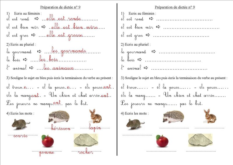 Dictée Ce2 La Maîtresse Et Ses élèves Préparation de dictée n° 9 CE2 - La classe des CE de Villebois