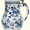 A pewter mounted dutch delft `bleu persan' jug, early 18th century