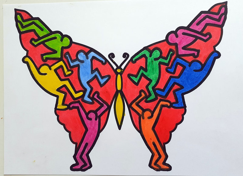 Papillons et fleur KEITH HARING - Le tour de mes idées