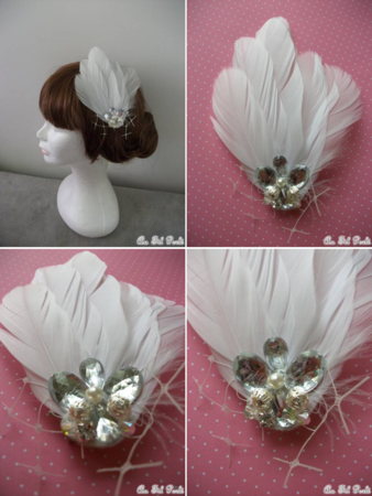 Accessoires de cheveux à plume et strass le fascinator