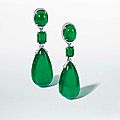 An exceptional pair of emerald and diamond ear pendants, by etcetera