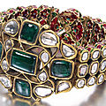 A diamond and emerald-set enamelled bracelet, india, 19th-20th century
