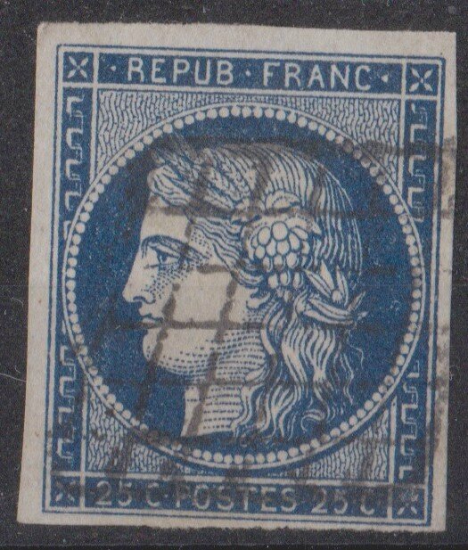 Nuance De Bleu En 4 Lettres Nuances et Variétés sur Cérès N°4, 25C bleu - Ma collection de timbres