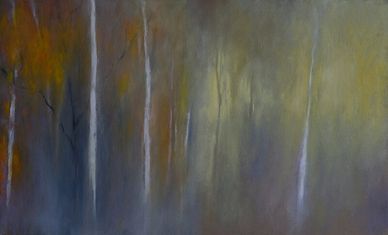 fugue en fog , mars 2018, pastel à l'huile, 48 x 32 cm