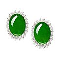 An impressive pair of jadeite and diamond earrings