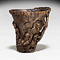 An unusual rhinoceros horn cup, 17th-18th century