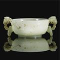 A celadon jade marriage bowl. qing dynasty, 19th century