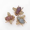 Sabbadini. ensemble de trois broches abeilles. 
