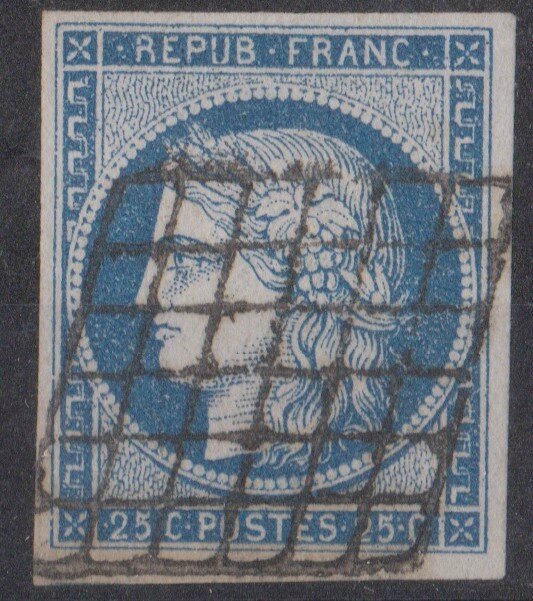 Nuance De Bleu En 4 Lettres Nuances et Variétés sur Cérès N°4, 25C bleu - Ma collection de timbres
