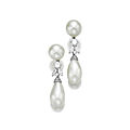 Pair of fine natural pearl and diamond pendent ear clips, petochi