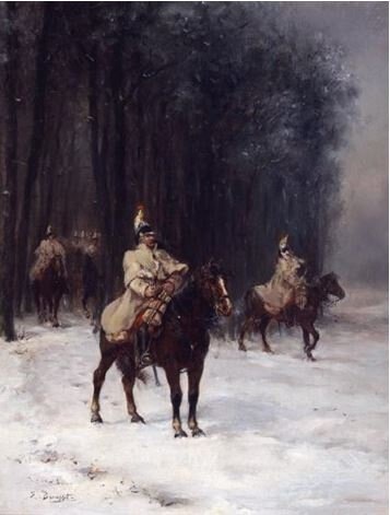 Benassit (Louis), cavaliers prussiens sortant de la forêt