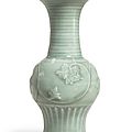 A 'longquan' celadon 'peony' vase, yuan dynasty