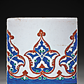 Carreau à la mandorle, turquie, iznik, seconde moitié du xvie siècle, empire ottoman