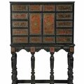 Cabinet en bois noirci et placage d'écaille rouge marqueté de laiton à la manière de boulle, xviie siècle