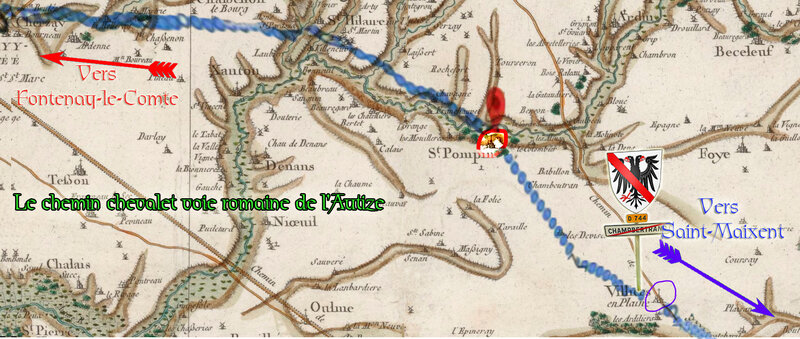 Villiers en Plaine, Saint Pompain - Le chemin chevalet voie romaine de l’Autize