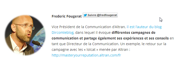 Frederic Fougerat dans le TOP 10 des influenceurs Com