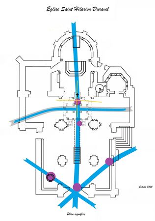Plan église crypte Duravel aquifère brut