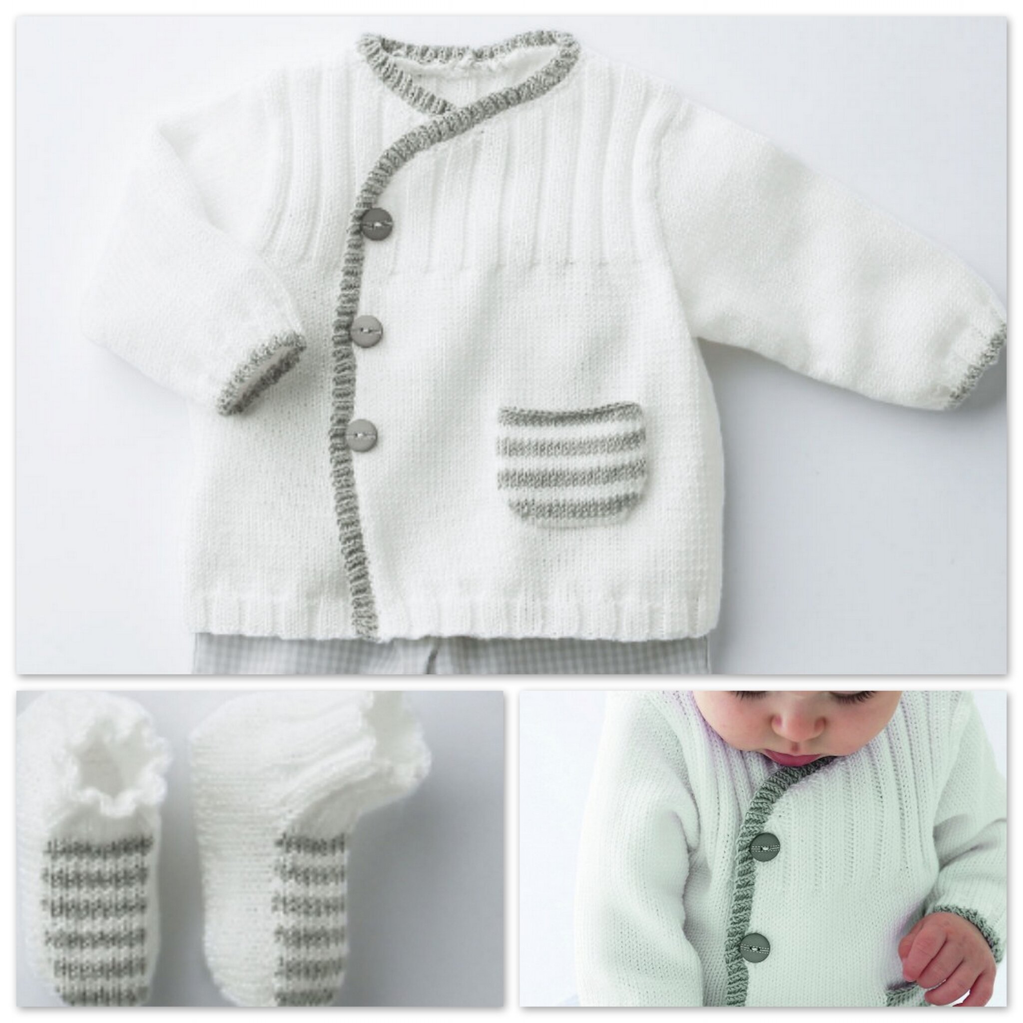 Brassière pour bébé 0/3 mois maille acrylique tricot point mousse