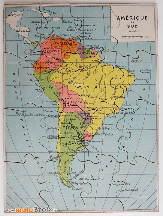 PUZZLE-BOIS-Ancien-AMERIQUE-SUD-muluBrok-Brocante