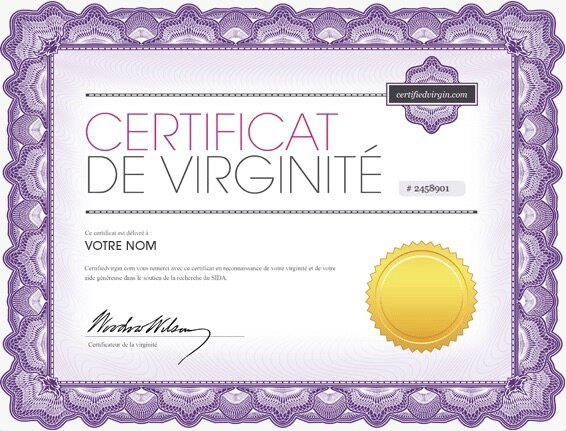 certificat de virginite a
