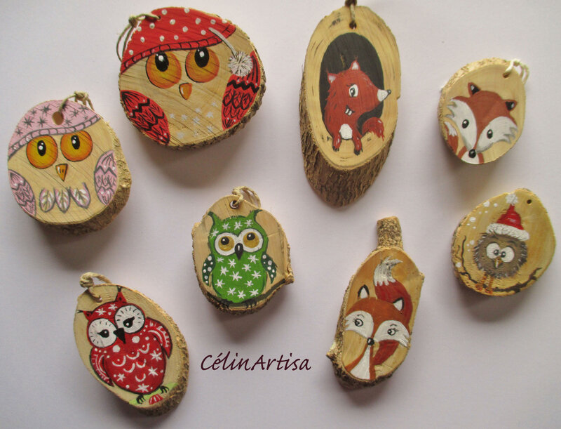 Animaux (suspensions rondelles de buis)