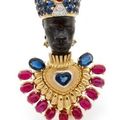 Belle broche tête de maure en ébène sculptée