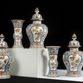 Delft. très rare garniture composée de cinq vases. premier quart du xviiie siècle