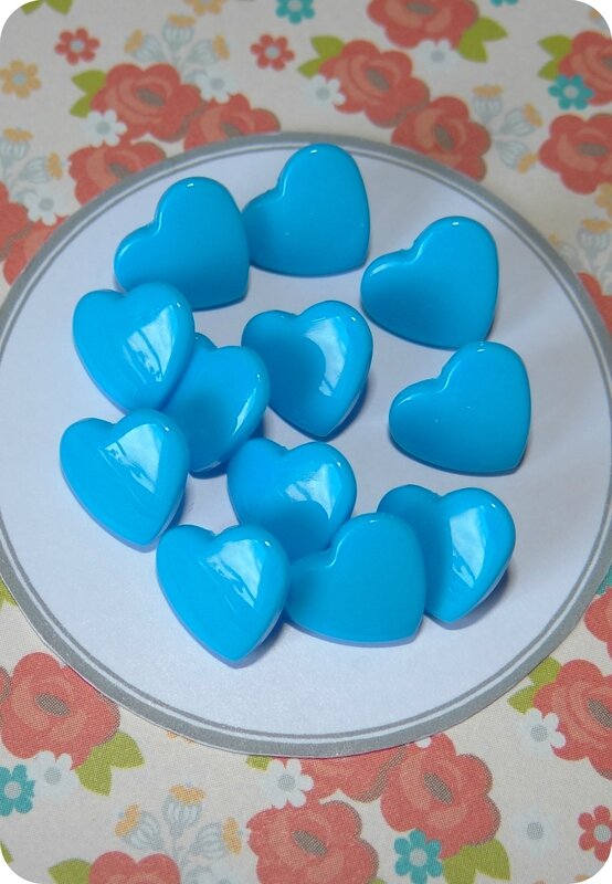 Bouton pression Kam coeur bleu