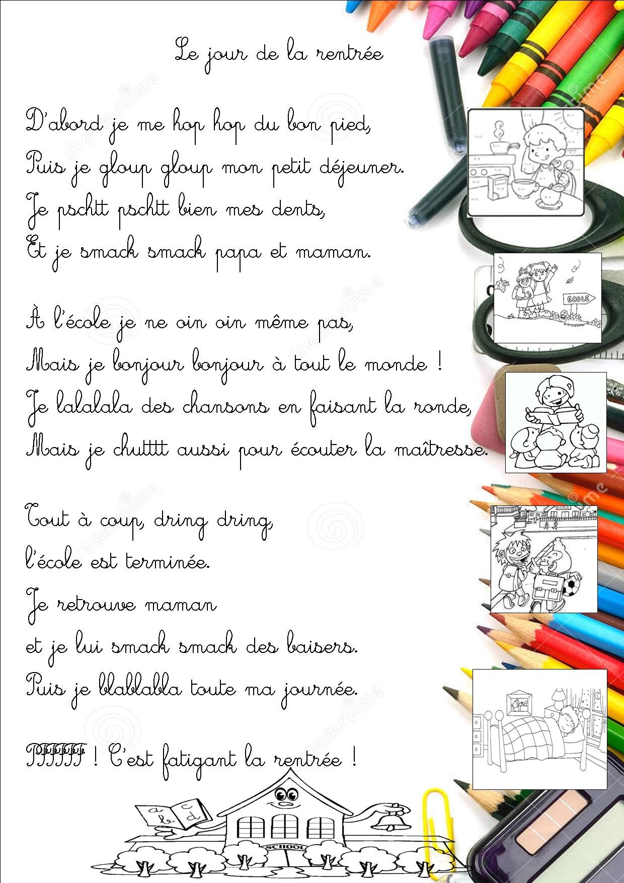 Des Poesies Pour La Rentree La Classe De Mamaicress