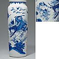A rare blue and white sleeve vase, transitional period, circa1650