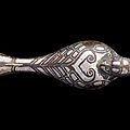 A rare silver-inlaid bronze finial, dingshi, warring states period