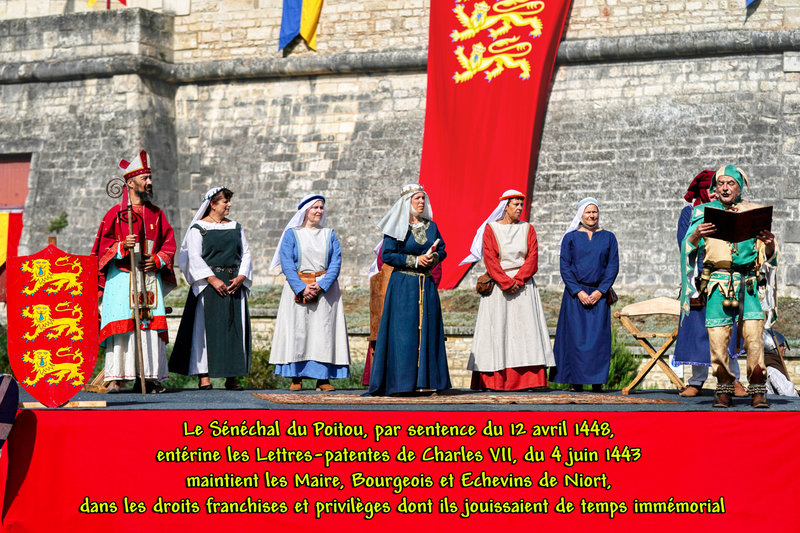 Juin 1443 Charles VII maintient les Maire, Bourgeois et Echevins de Niort, dans les droits franchises et privilèges