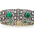 An emerald and diamond bangle, by m. buccellati, and an emerald and diamond cuff 