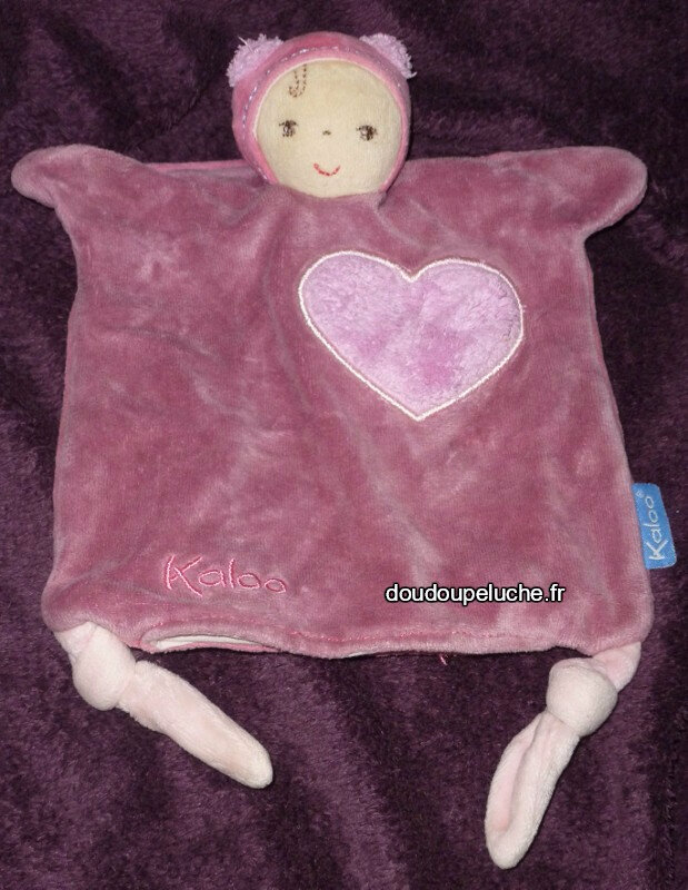 Kaloo Petite rose doudou marionnette lapin rose violet