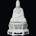 A rare white azure porcelain guanyin. china, ming dynasty, 17th century